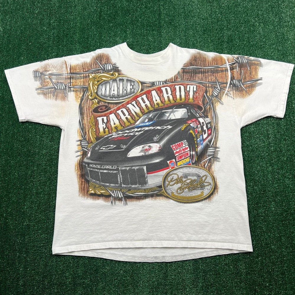 VTG Chase Authentics Dale Earnhardt Intimidator AOP Western T-Shirt Men's XL 90s
